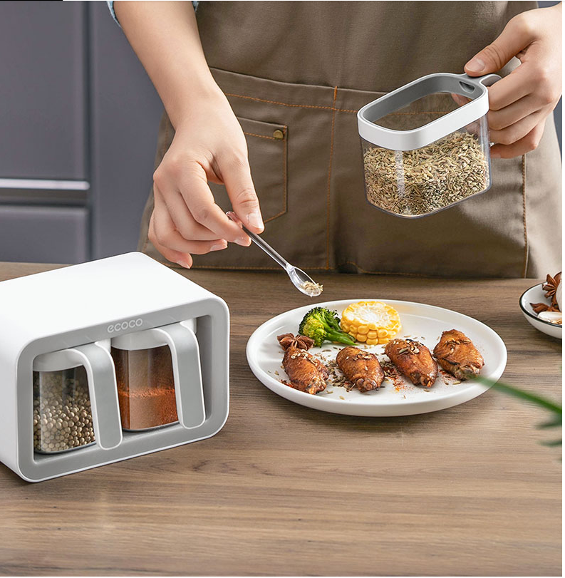 Kitchen Spice Rack Jar Free Perforated Spice Box Wall-Mounted Spice Box Set Household Spice Jar Storage Box GND Products