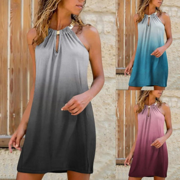 Gradient Printed Beach Dress Saor Style