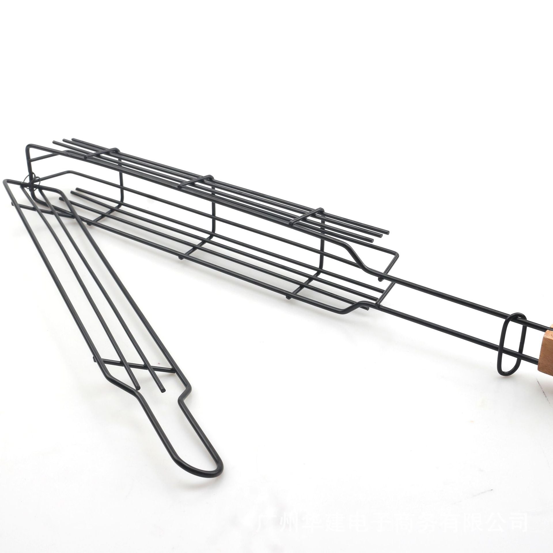 New Mesh Wooden Handle Sausage Clip Barbecue BBQ Tool Rack GND Products