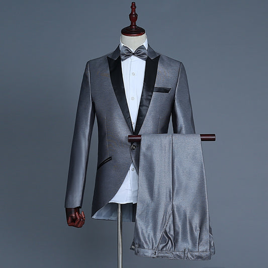 Male Dress Wedding Photo Groom Small Tuxedo Suit Suit Saor Style