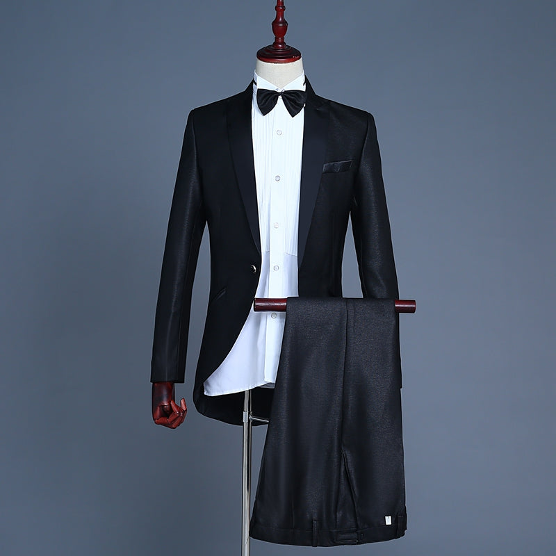 Male Dress Wedding Photo Groom Small Tuxedo Suit Suit Saor Style