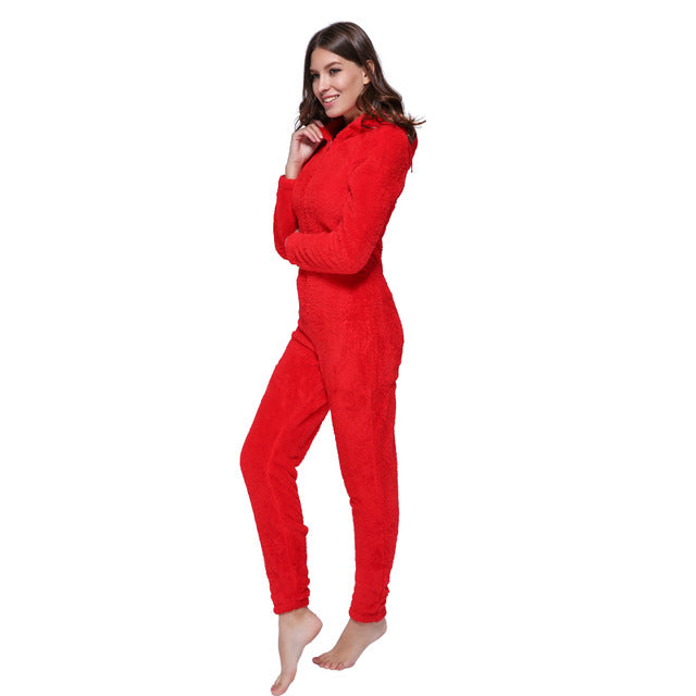 Winter Warm Pyjamas Fluffy Jumpsuits Sleepwear Saor Style