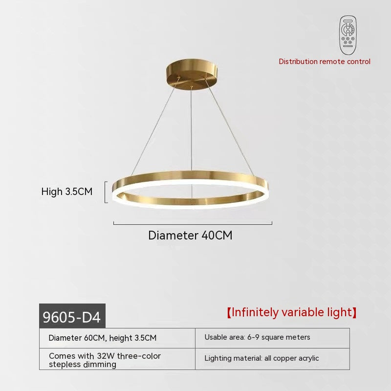 Nordic Modern Copper Circle Chandelier Atmospheric Light Luxury Living Room GND Products