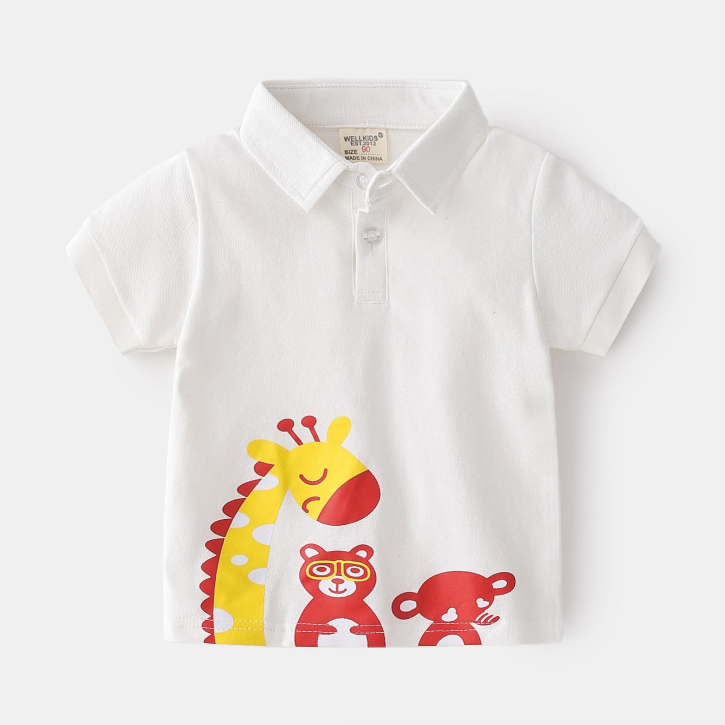 Unhooded Casual Cute Cartoon Animal Boy T Shirt Saor Style
