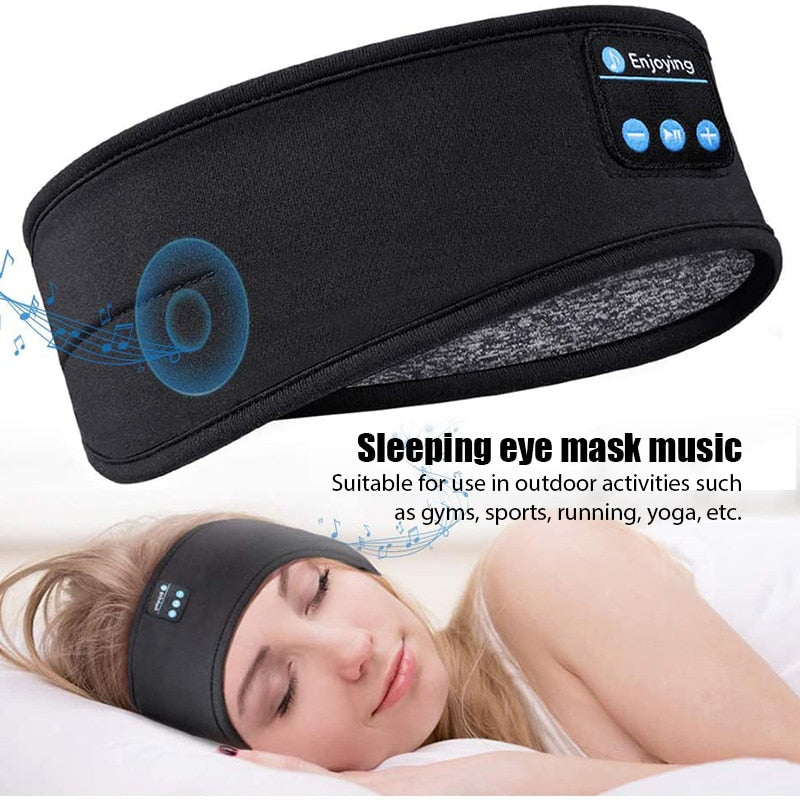 Wireless Bluetooth Sleeping Headphones Headband Thin Soft Elastic Comfortable Music Ear Phones Eye Mask For Side Sleeper Sports GND Products