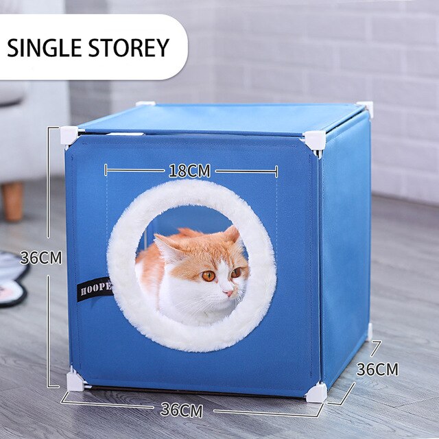 Winter Warm Pet House Double-Storey Pet Villa Fully Enclosed Saor Style