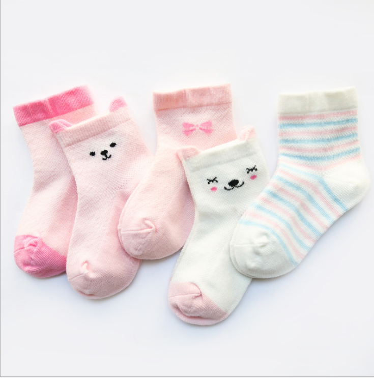 Children's Socks Pack of 5 Colors Breathable Summer Cotton Socks for Boys and Girls Saor Style