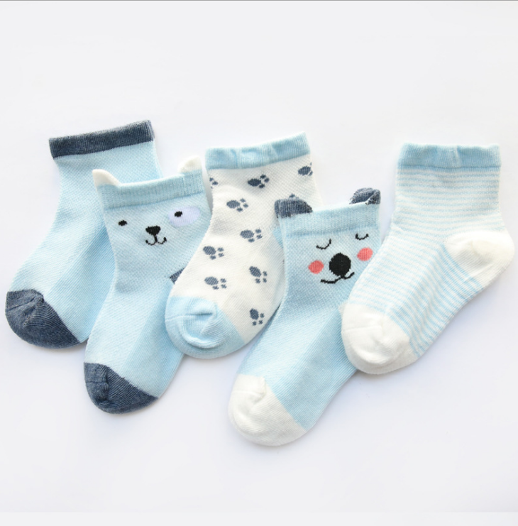 Children's Socks Pack of 5 Colors Breathable Summer Cotton Socks for Boys and Girls Saor Style