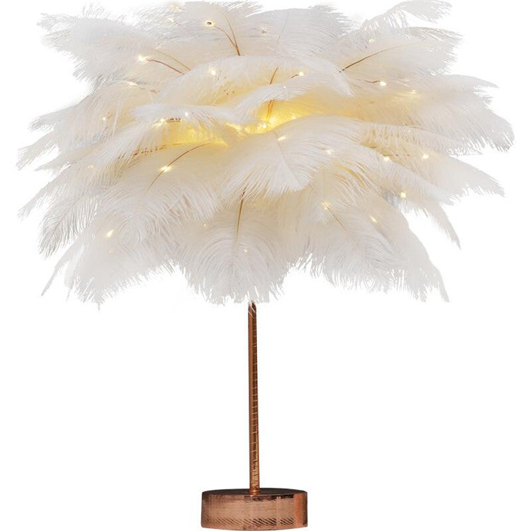 Feather Lamp Nordic Desk Lamp European-Style Bedroom Bedside Feather Table Lamp Night Light Table Lamp Decoration Modern GND Products