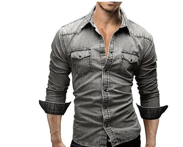 Men Shirt Brand Male Long Sleeve Shirts Casual Solid Slim Fit Saor Style