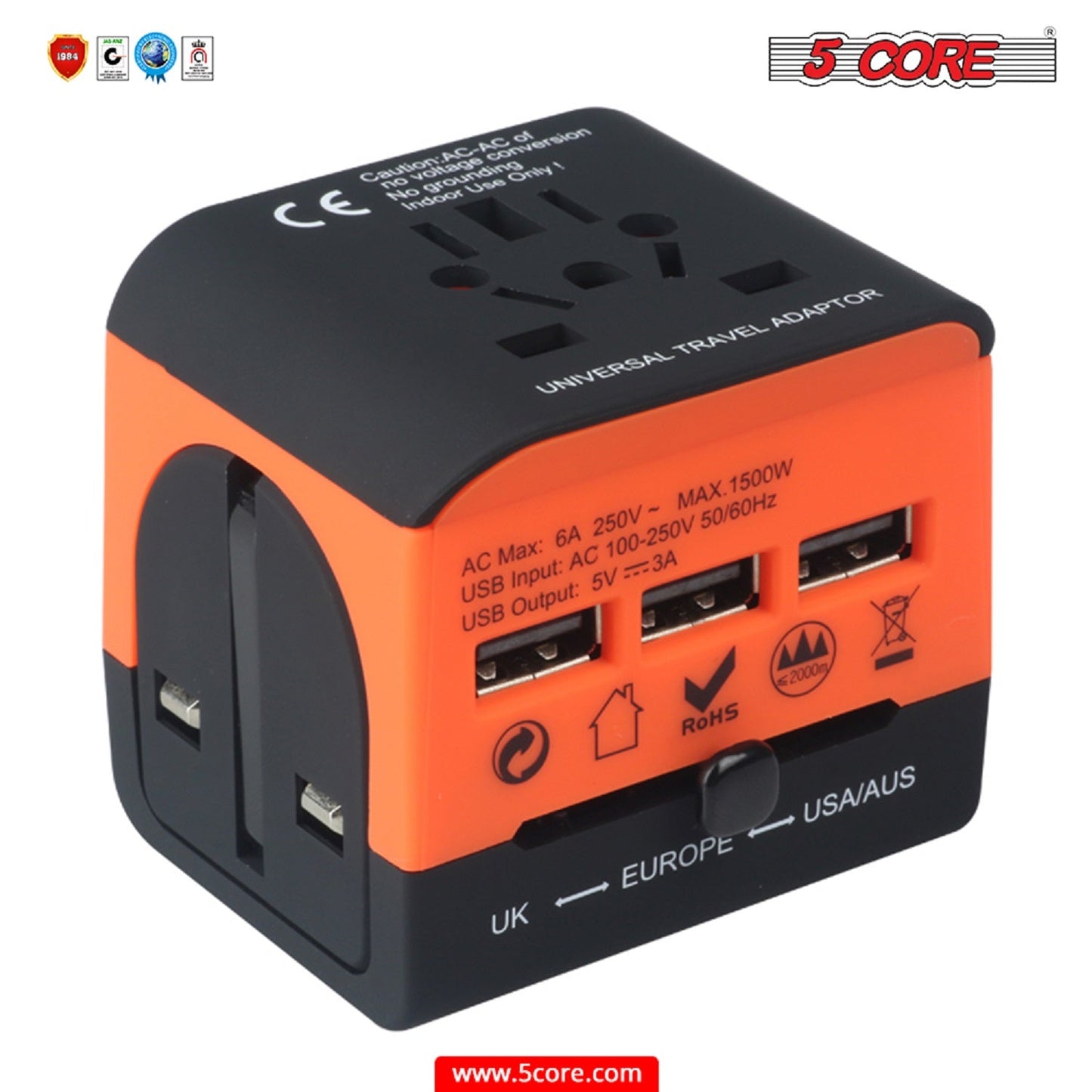 Multi Plug Outlet Extender Power Travel Adapter Wall Plug 3/4 USB Cube Violet Rose