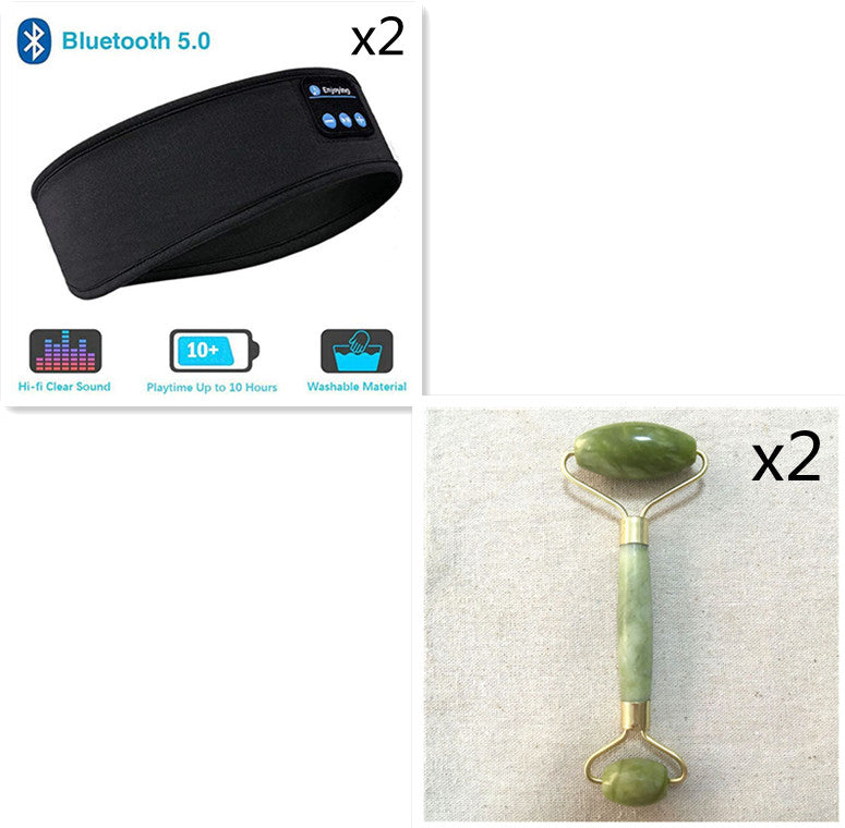 Wireless Bluetooth Sleeping Headphones Headband Thin Soft Elastic Comfortable Music Ear Phones Eye Mask For Side Sleeper Sports GND Products