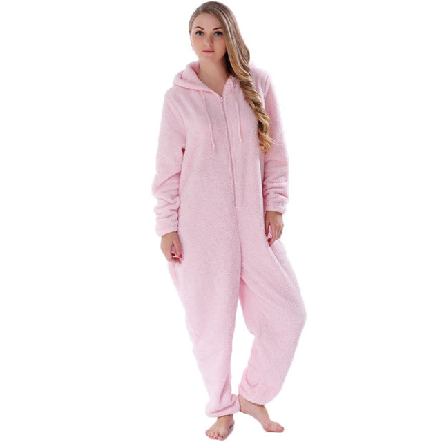 Winter Warm Pyjamas Fluffy Jumpsuits Sleepwear Saor Style