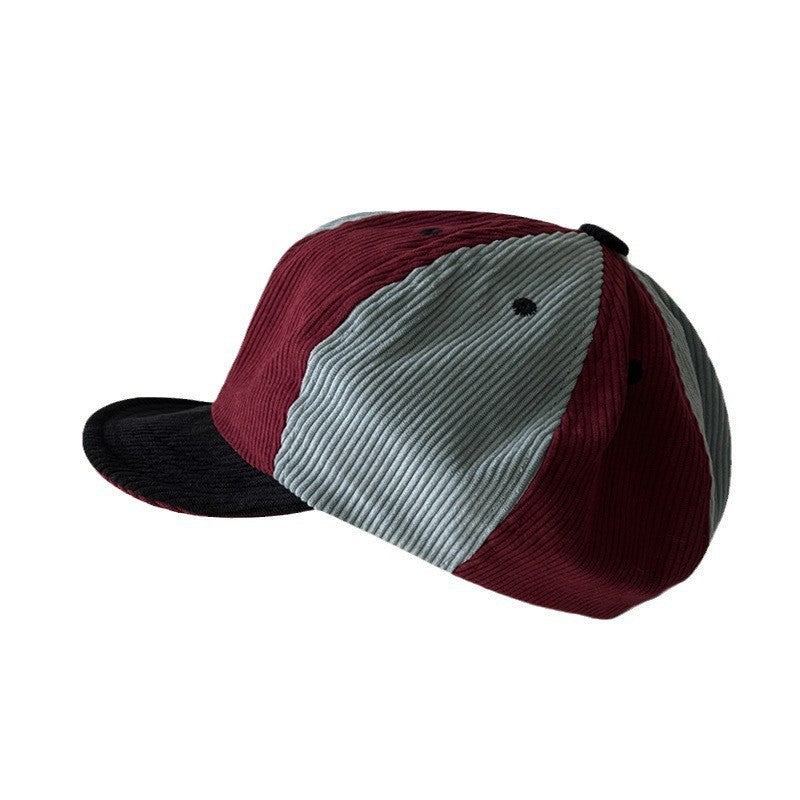 Japanese-style Retro Color Matching Corduroy Beret