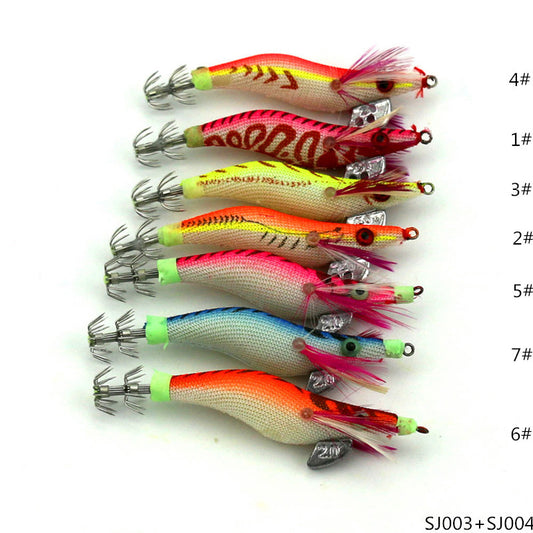 8cm shrimp fake bait 7.4g noctilucent bait bait bait wooden shrimps squid hook plastic bionic bait GND Products