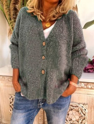 Knitted Cardigan Sweater With Three Buttons Saor Style