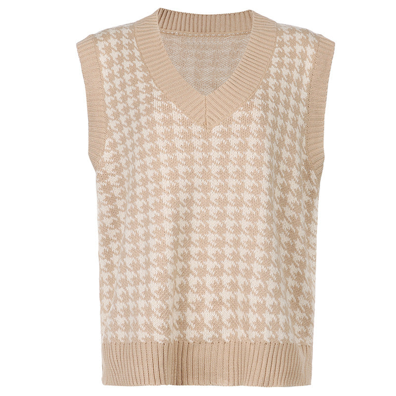 Houndstooth knitted sweater