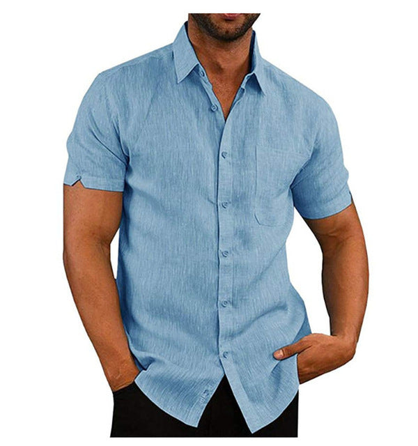 Men Short Sleeve Summer Solid Shirts Casual Loose Tops Tee Saor Style