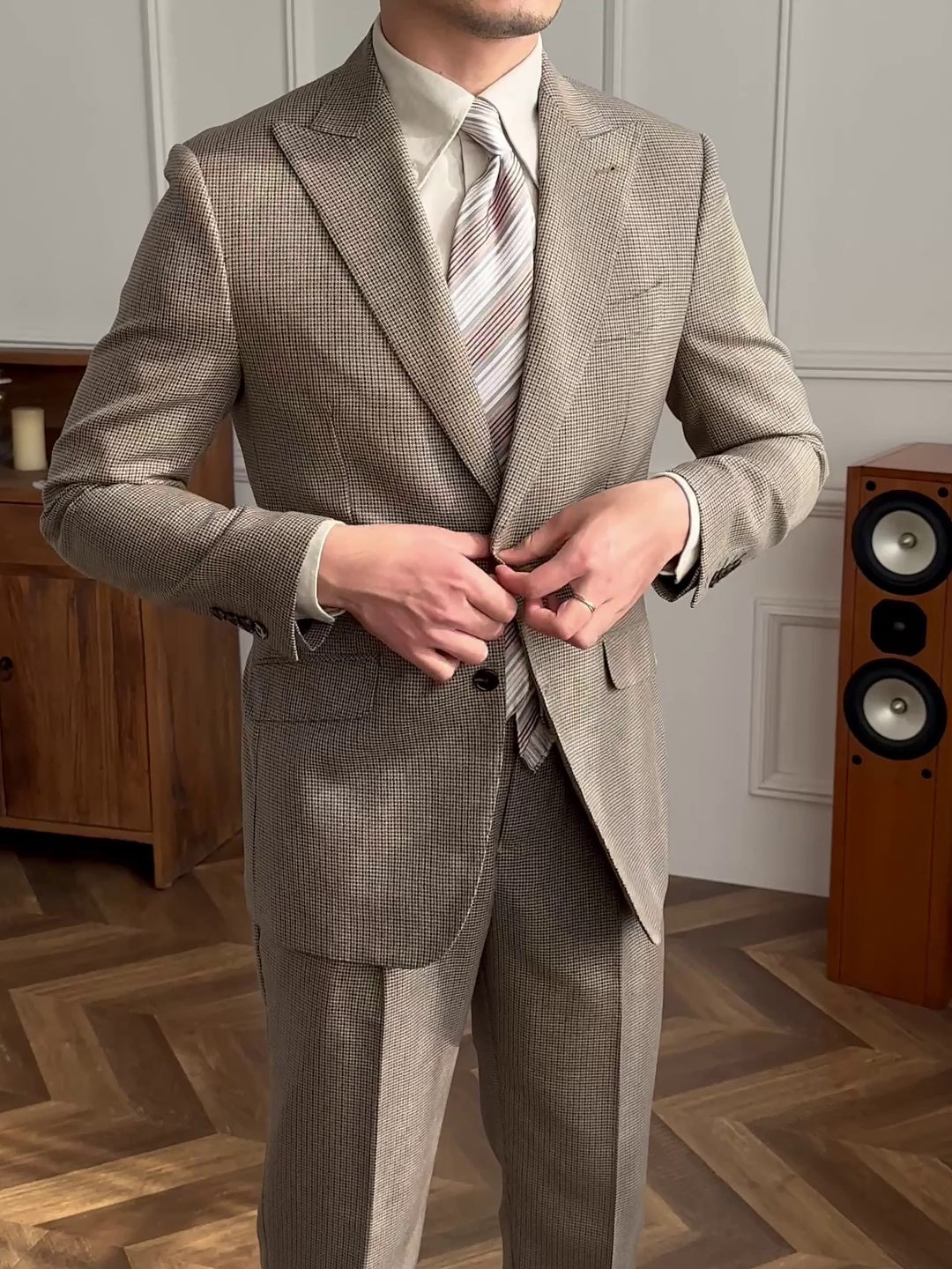 Double Breasted Casual Wedding Houndstooth Waistcoat Saor Style