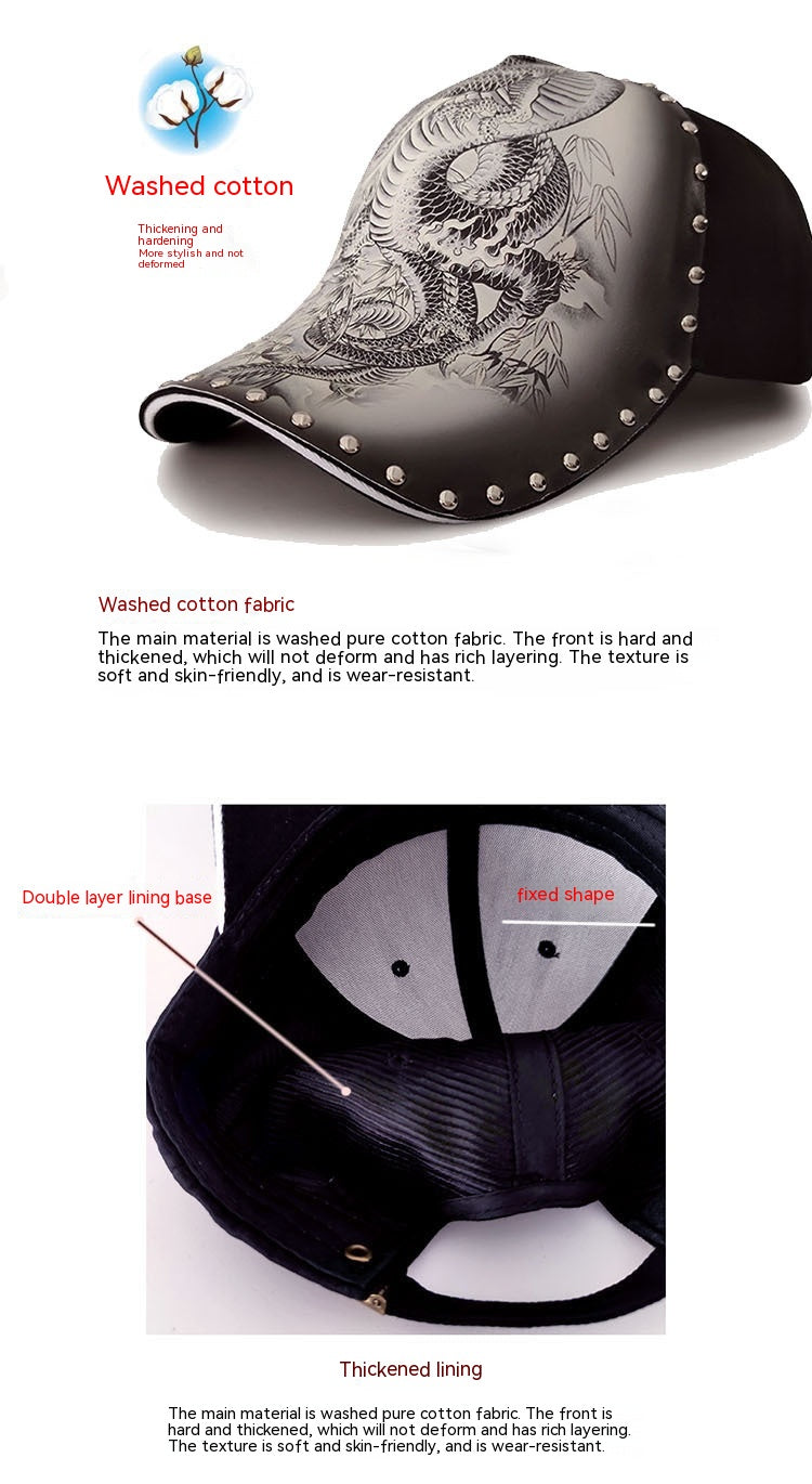 Stylish Print Dragon Sun-poof Peaked Cap
