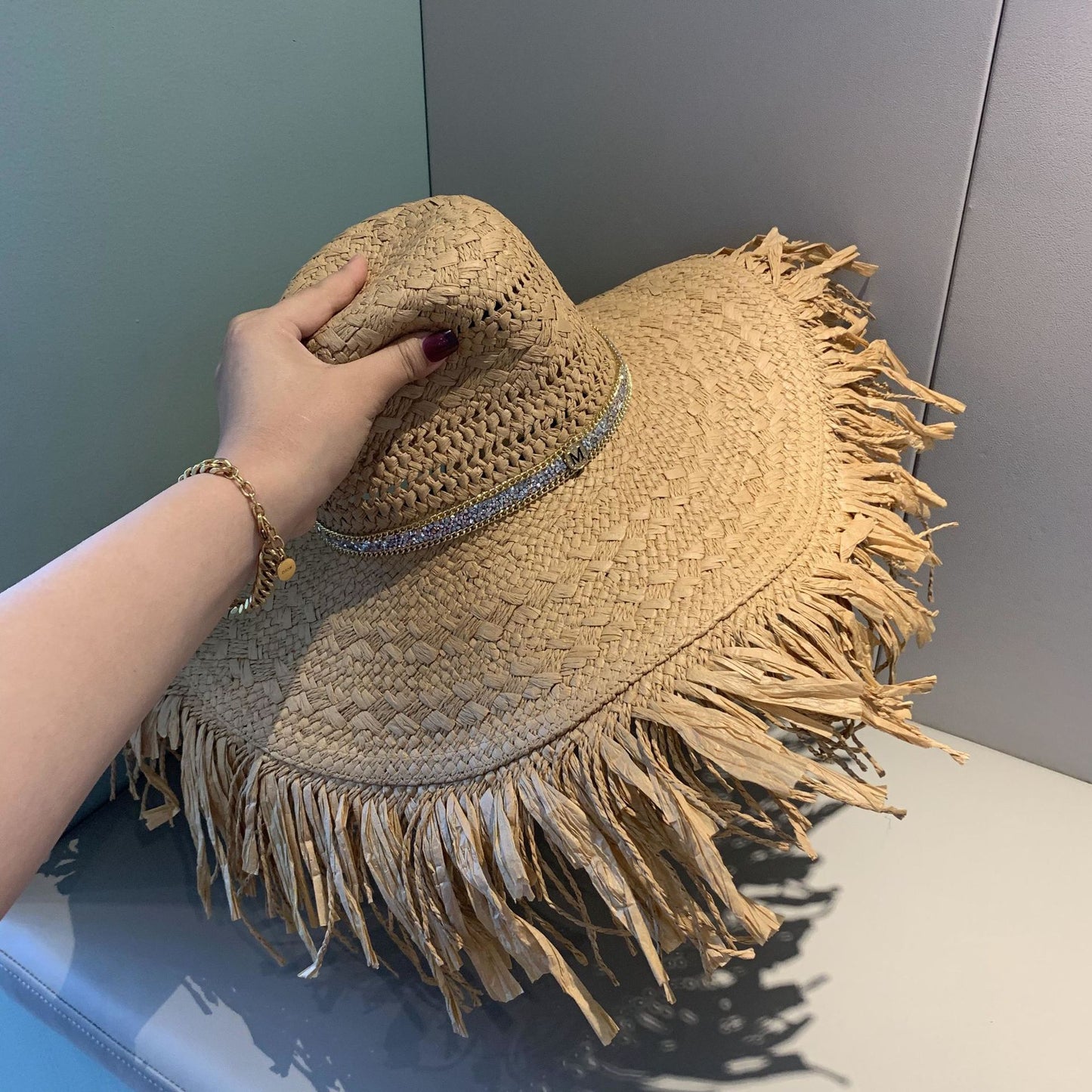 Straw Tassel Sun Hat With Wide Brim