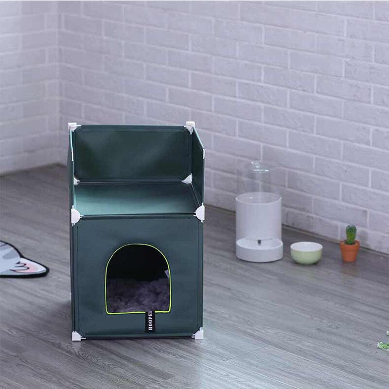 Winter Warm Pet House Double-Storey Pet Villa Fully Enclosed Saor Style