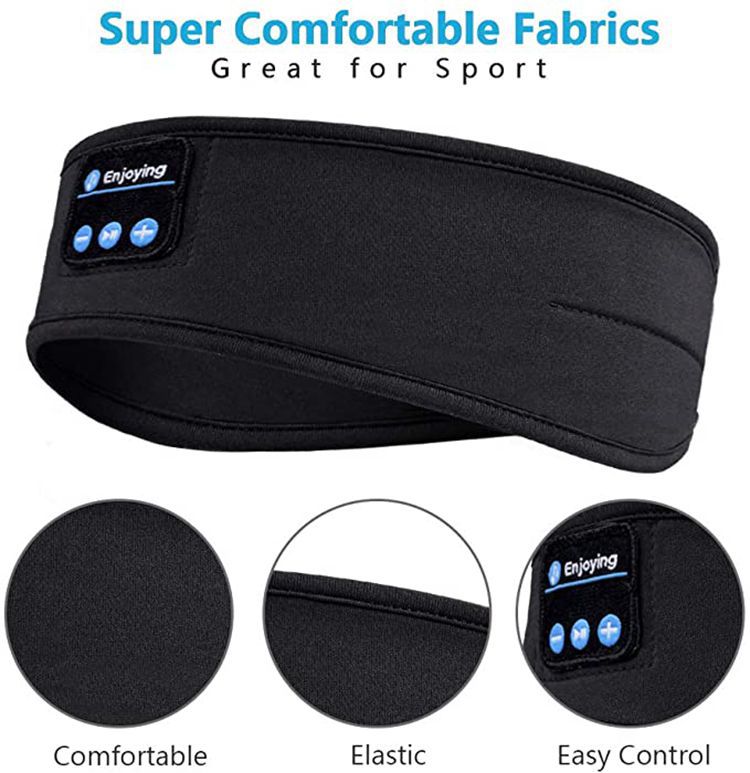 Wireless Bluetooth Sleeping Headphones Headband Thin Soft Elastic Comfortable Music Ear Phones Eye Mask For Side Sleeper Sports GND Products