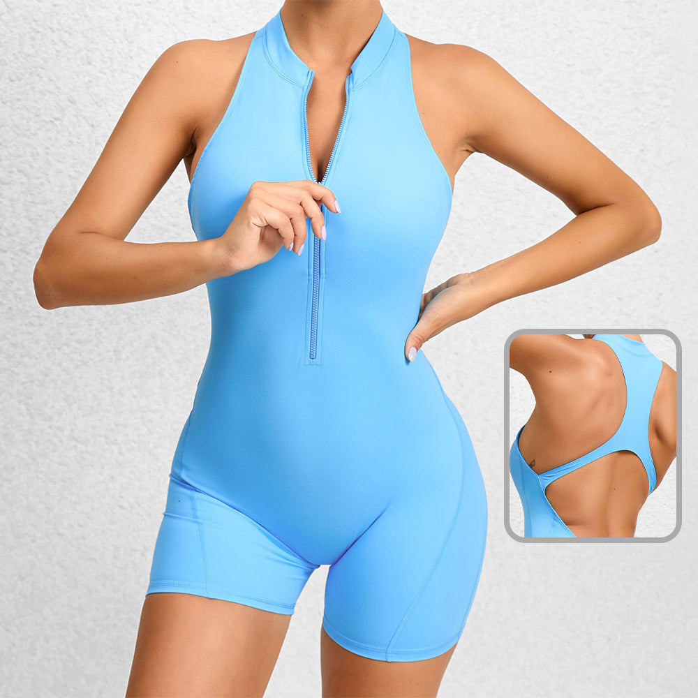 Zippered Yoga Fitness Shorts Jumpsuit Sleeveless Tummy Control Stretch Shapewear Butt Lifting Sportswear Women GND Products