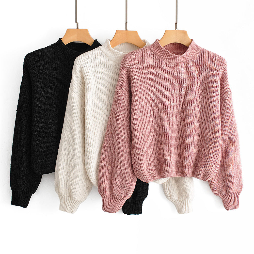 Cropped knitted sweater