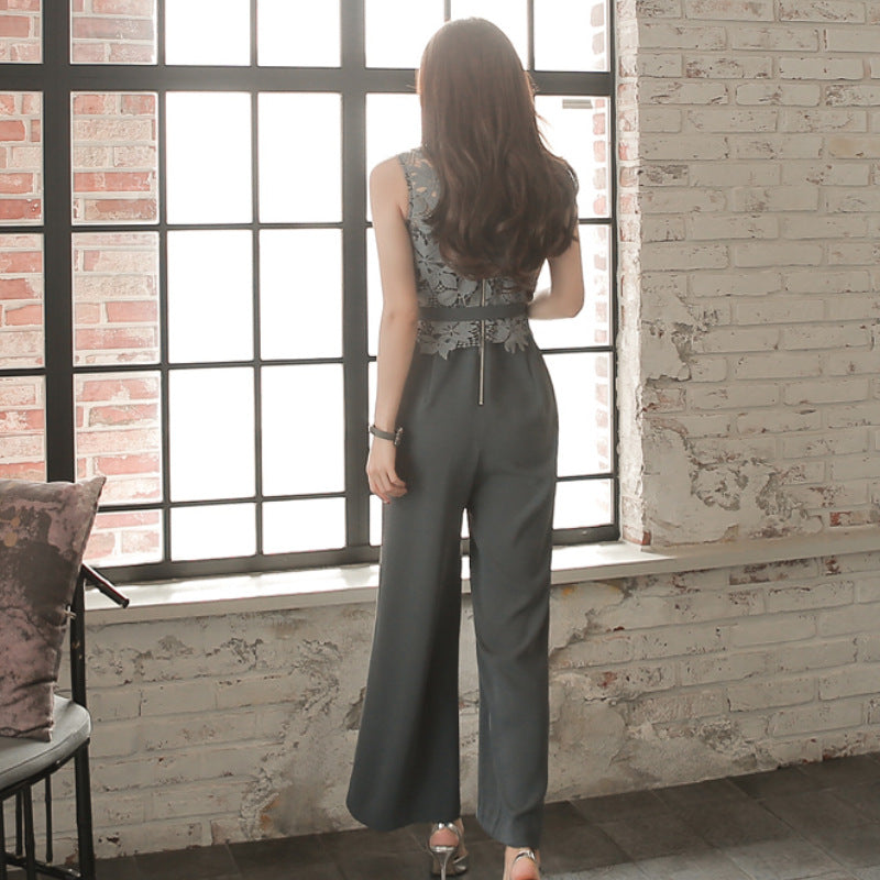 Summer New Women's Sleeveless Lace High Waist Jumpsuit GND Products