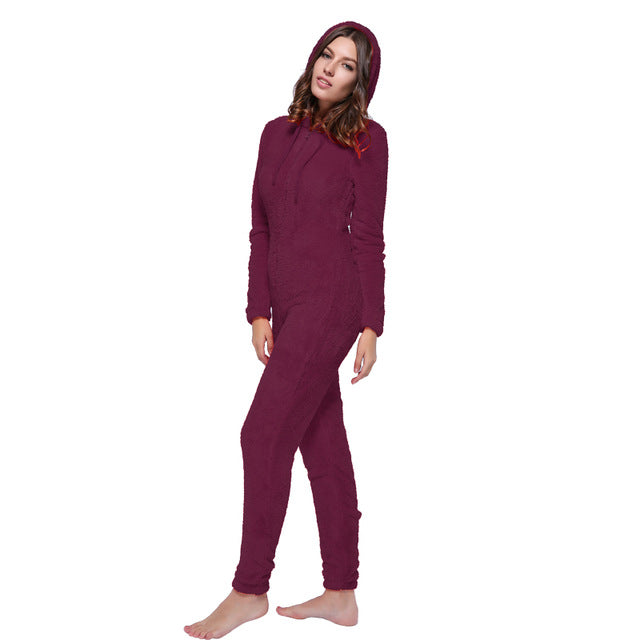 Winter Warm Pyjamas Fluffy Jumpsuits Sleepwear Saor Style