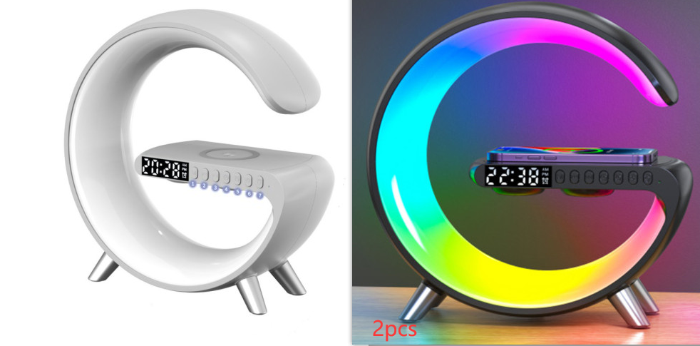 New Intelligent G Shaped LED Lamp Bluetooth Speake Wireless Charger Atmosphere Lamp App Control For Bedroom Home Decor GND Products