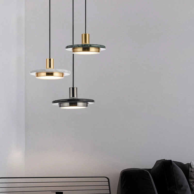 Round Saucer Marble Minimalist Chandelier