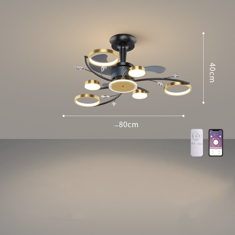 Living Room Nordic Luxury Intelligent APP Ceiling Fan Ceiling Light GND Products