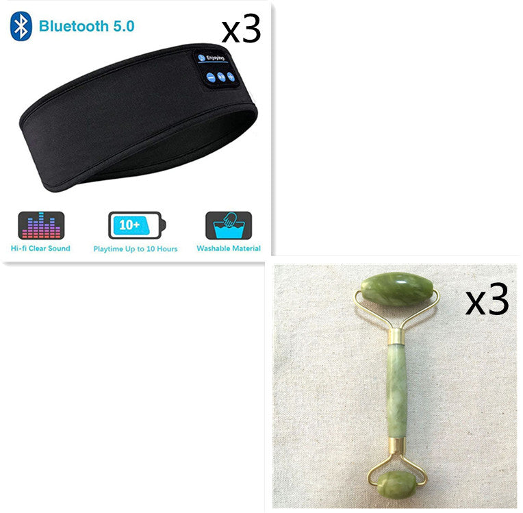 Wireless Bluetooth Sleeping Headphones Headband Thin Soft Elastic Comfortable Music Ear Phones Eye Mask For Side Sleeper Sports GND Products