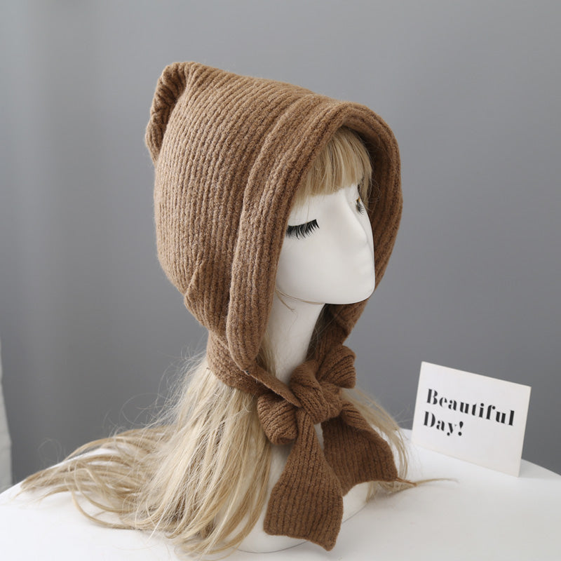 Red Hat Ear Protector Knitted Knitted Yarn