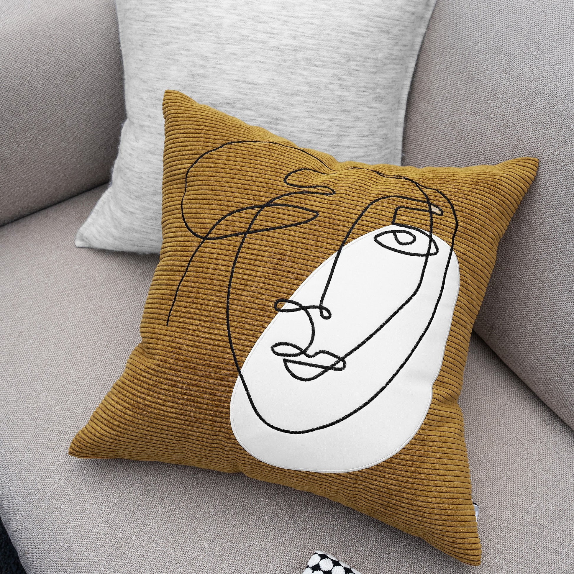 Nordic Modern Corduroy Embroidered Throw Pillow Saor Style