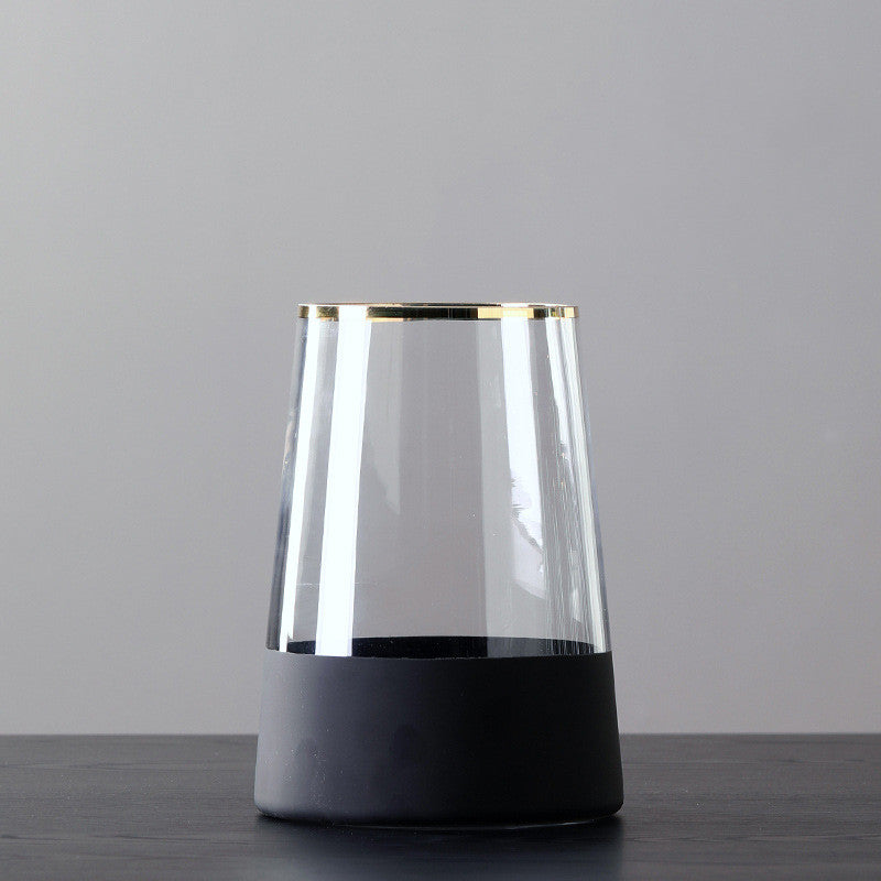 Nordic Minimalist Glass Vase With Gold Edge Saor Style