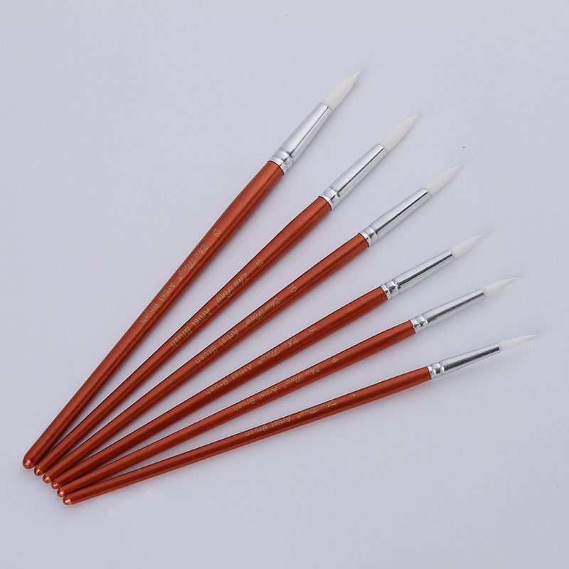 12Pcs  Lot Round Shape Nylon Hair Wooden Handle Paint Brush Set Tool For Art School Watercolor Acrylic Painting GND Products
