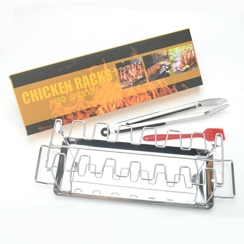 Stainless Steel Folding Portable Chicken Leg Rack Barbecue Tool Set BBQ Barbecue Barbecue Rack GND Products