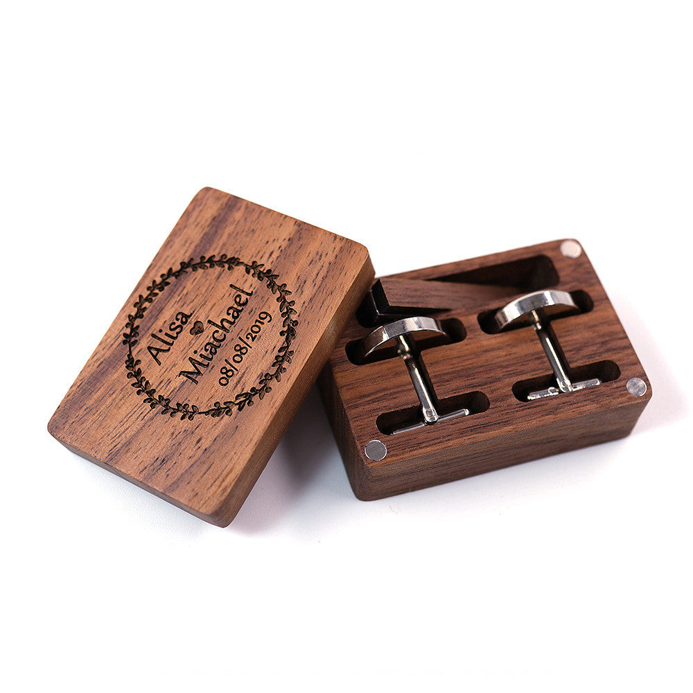 Solid Copper Wedding Solid Wood Tie Clip Cufflinks Set Saor Style