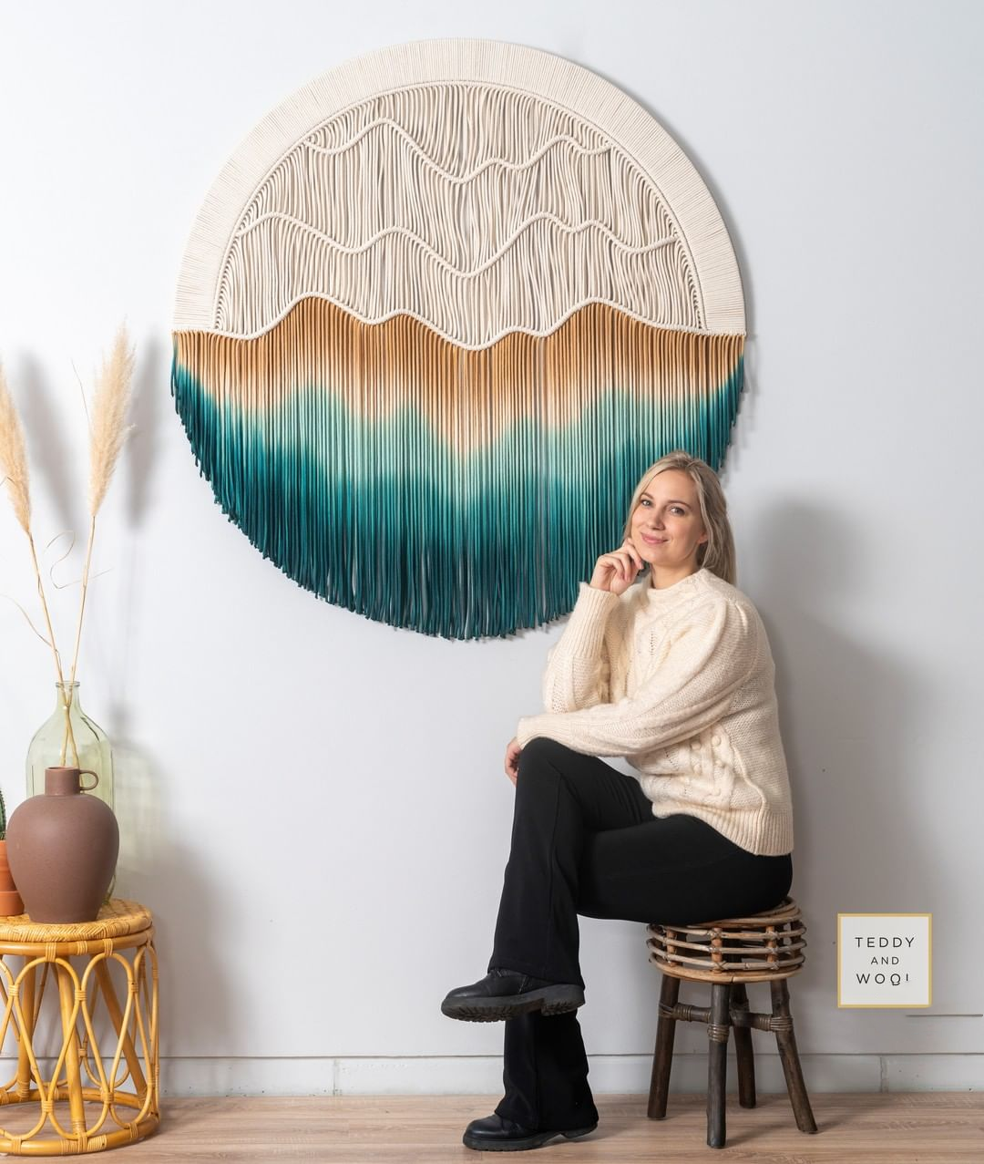 Nordic Hand-dyed Woven Round Tapestry Saor Style