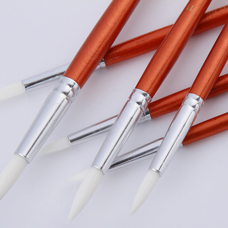 12Pcs  Lot Round Shape Nylon Hair Wooden Handle Paint Brush Set Tool For Art School Watercolor Acrylic Painting GND Products