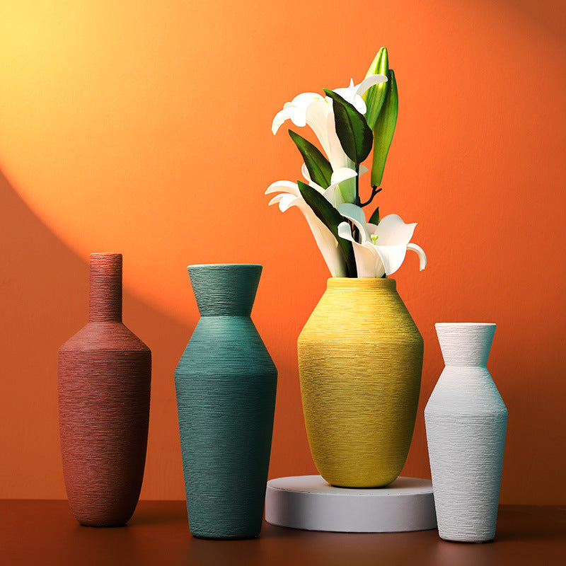 Colourful Morandi Brushed Ceramic Vase