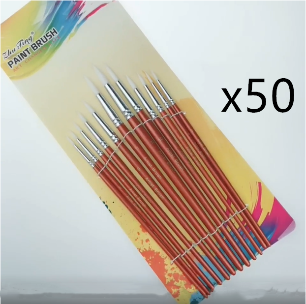 12Pcs  Lot Round Shape Nylon Hair Wooden Handle Paint Brush Set Tool For Art School Watercolor Acrylic Painting GND Products