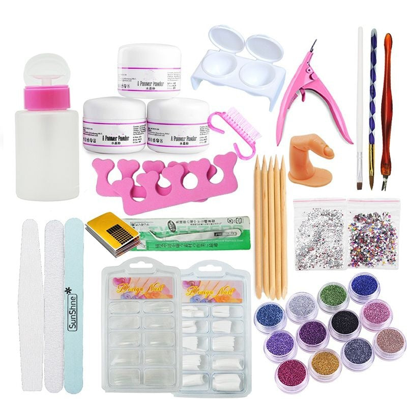 Nail Art Set Full Crystal Powder White Transparent Extension GND Products
