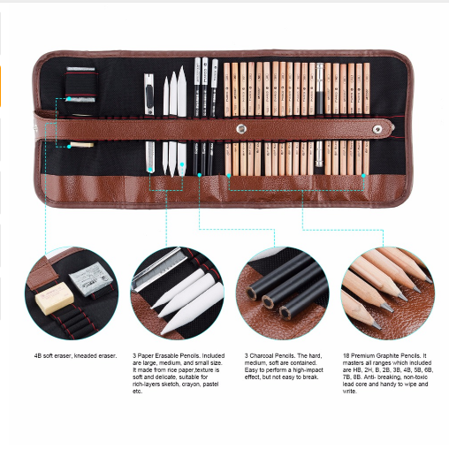 Sketch pencil 29 piece set Beginner professional art supplies drawing set GND Products