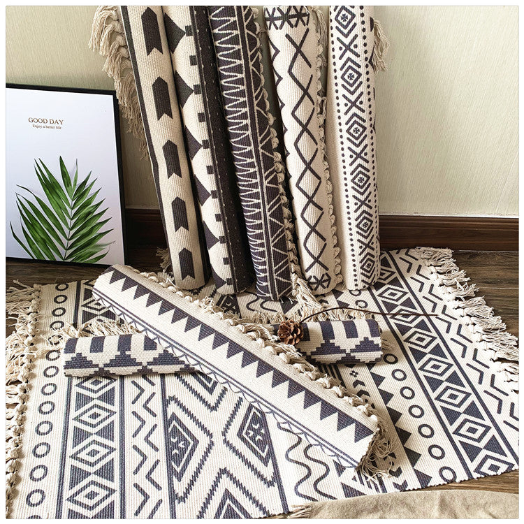 Nordic cotton and linen tassel carpet Saor Style