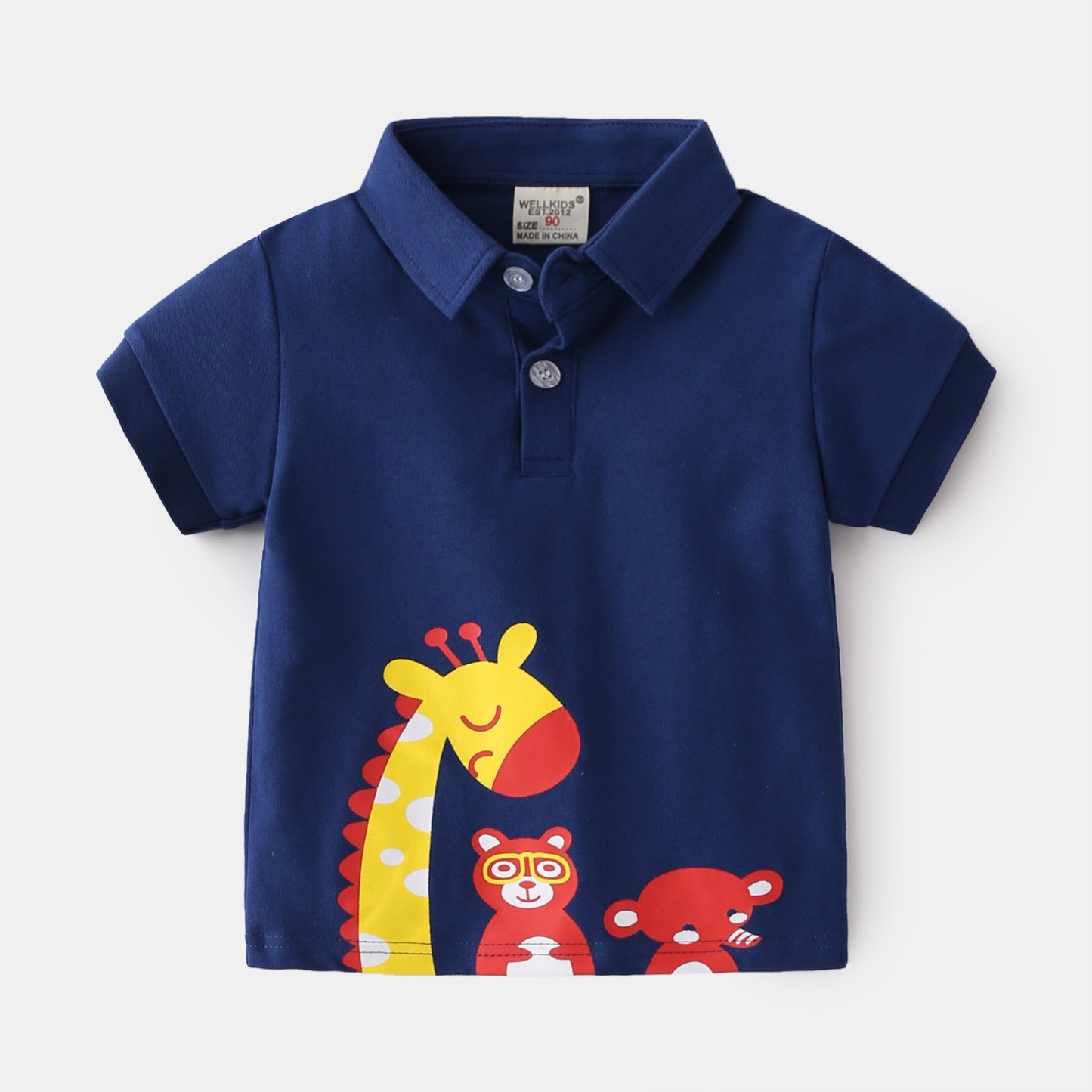 Unhooded Casual Cute Cartoon Animal Boy T Shirt Saor Style