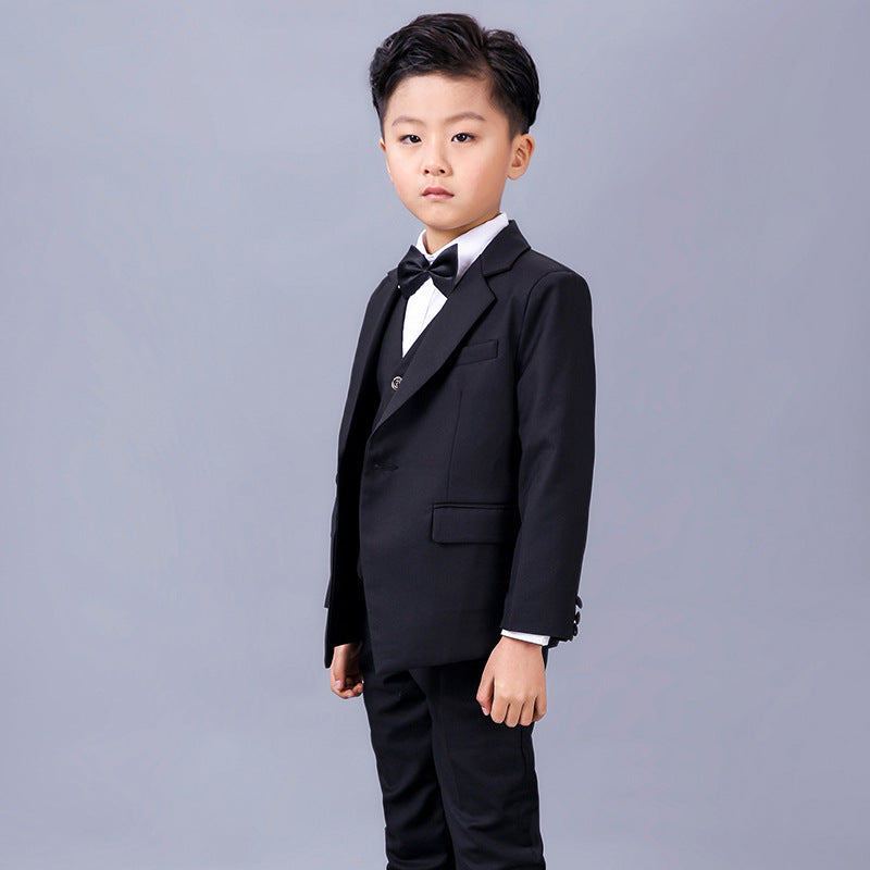 Children's Black Suit Boy Dress Suit Flower Girl Suit Wedding Show Saor Style
